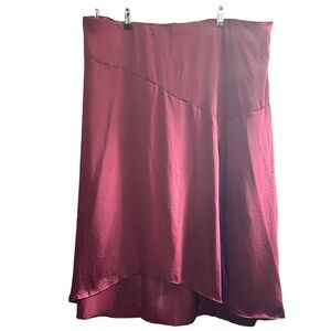 Future Collective Satin Midi Flowy Skirt Burgundy Women Plus Size 2X Target NWOT
